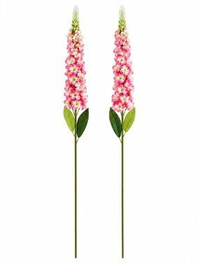 Pink Snapdragon Stems Set of 2 Artificial Larkspur Spike Flowers 26 Inch Faux Fl